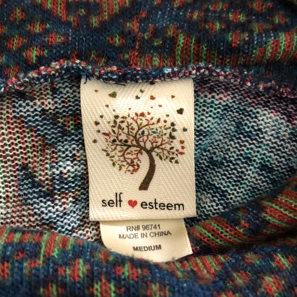 Self Esteem Cowl Neck Patch Aztec Design Sweater - image 6